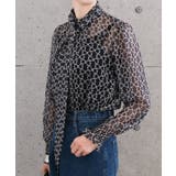 高級感ある総柄長袖ボウタイブラウス | aquagarage | 詳細画像9