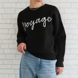 ブラック | ロゴニットトップス レディース 春 秋 冬 | aquagarage