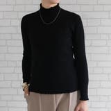 ブラック | リブニット裏起毛トップス 春 秋 冬 M レディース | aquagarage