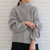 ライトグレー | 袖ボタンハイネックニットトップスト レディース 秋 冬 | aquagarage