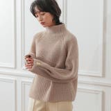 グレージュ | 袖ボタンハイネックニットトップスト レディース 秋 冬 | aquagarage