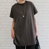 チャコール | ロング丈ラウンドヘムカットソー 春 夏 秋 | aquagarage