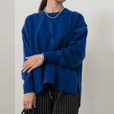 ブルー | サイドスリットニットプルオーバー 秋 冬 M レディース | aquagarage