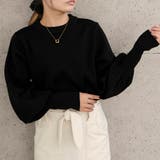 ブラック | ロングリブボリューム袖ニットトップス 春 秋 冬 M レディース | aquagarage