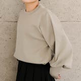 グレージュ | ロングリブボリューム袖ニットトップス 春 秋 冬 M レディース | aquagarage