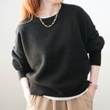 ブラック | もちっとした肌触りが魅力のシンプルニットトップス | aquagarage