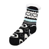 ハート柄：ブラック | お家時間をもっとぽかぽかに！裏ボア極厚ルームソックス | aquagarage