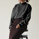 ブラック | スウェット トップス 袖口フリル | aquagarage