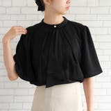 無地:ブラック | フレア袖が大人可愛い印象に!!スカーフタイフレア袖ブラウス オフィスカジュアル | aquagarage