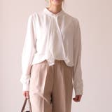 ホワイト | 凛とした印象と甘さのバランスが絶妙なスカーフタイブラウス オフィスカジュアル | aquagarage