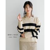 マニッシュなボーダー柄で印象的な着こなしに♪襟付きボーダーニットトップス | aquagarage | 詳細画像12