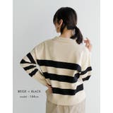 マニッシュなボーダー柄で印象的な着こなしに♪襟付きボーダーニットトップス | aquagarage | 詳細画像14