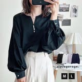 ネックレスいらずの華やかなデザイン♪キーネックパールボタンブラウス | aquagarage | 詳細画像1 