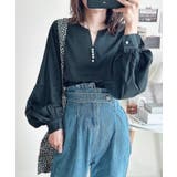 ネックレスいらずの華やかなデザイン♪キーネックパールボタンブラウス | aquagarage | 詳細画像10 