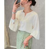 ネックレスいらずの華やかなデザイン♪キーネックパールボタンブラウス | aquagarage | 詳細画像18 