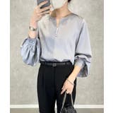 ネックレスいらずの華やかなデザイン♪キーネックパールボタンブラウス | aquagarage | 詳細画像22 