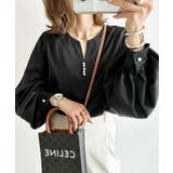 ネックレスいらずの華やかなデザイン♪キーネックパールボタンブラウス | aquagarage | 詳細画像3 