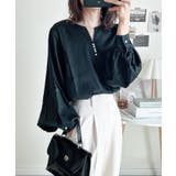 ネックレスいらずの華やかなデザイン♪キーネックパールボタンブラウス | aquagarage | 詳細画像5 