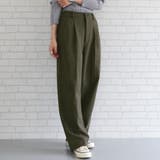 カーキ | カジュアルでも、キレイめでも上品で大人っぽくキマる!フランネルタックパンツ | aquagarage