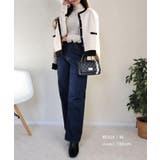 上品な配色デザインと艶のあるゴールドボタンが大人可愛いバイカラーカーディガン | aquagarage | 詳細画像11 