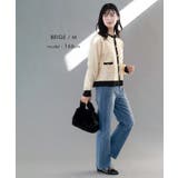 上品な配色デザインと艶のあるゴールドボタンが大人可愛いバイカラーカーディガン | aquagarage | 詳細画像13 