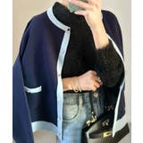 上品な配色デザインと艶のあるゴールドボタンが大人可愛いバイカラーカーディガン | aquagarage | 詳細画像15 