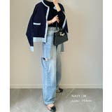 上品な配色デザインと艶のあるゴールドボタンが大人可愛いバイカラーカーディガン | aquagarage | 詳細画像16 