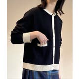 上品な配色デザインと艶のあるゴールドボタンが大人可愛いバイカラーカーディガン | aquagarage | 詳細画像2 