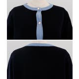 上品な配色デザインと艶のあるゴールドボタンが大人可愛いバイカラーカーディガン | aquagarage | 詳細画像21 