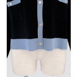 上品な配色デザインと艶のあるゴールドボタンが大人可愛いバイカラーカーディガン | aquagarage | 詳細画像24 