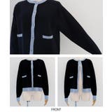 上品な配色デザインと艶のあるゴールドボタンが大人可愛いバイカラーカーディガン | aquagarage | 詳細画像26 