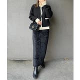 上品な配色デザインと艶のあるゴールドボタンが大人可愛いバイカラーカーディガン | aquagarage | 詳細画像4 