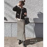 上品な配色デザインと艶のあるゴールドボタンが大人可愛いバイカラーカーディガン | aquagarage | 詳細画像5 