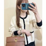 上品な配色デザインと艶のあるゴールドボタンが大人可愛いバイカラーカーディガン | aquagarage | 詳細画像8 