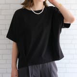 ブラック | 女性らしい雰囲気を演出してくれるバックタックフレンチスリーブカットソー | aquagarage