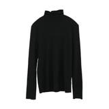 ブラック | 袖口ボタンタートルネックリブニットトップス レディース ハイネック | aquagarage