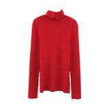 レッド | 袖口ボタンタートルネックリブニットトップス レディース ハイネック | aquagarage