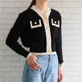 ブラック | バイカラーコンパクトカーディガンス 春 秋 冬 長袖 M L | aquagarage