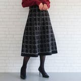 ブラック | ツイード柄ニットスカートト レディース 秋 冬 S M L | aquagarage
