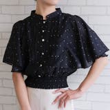 ドットブラック | ピンタックフレア袖ブラウス 春 夏 秋 | aquagarage