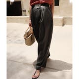 ブラック | ボックスタックリネンパンツ レディース M L | aquagarage