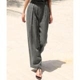 オリーブ | ボックスタックリネンパンツ レディース M L | aquagarage