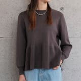 チャコール | パールボタンがバックパールフレアニットトップス | aquagarage