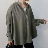 オリーブ | バンドカラーフランネルブラウス  春 秋 冬 | aquagarage