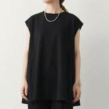 ブラック | エンボス加工フレンチスリーブチュニック トップス  半袖 | aquagarage
