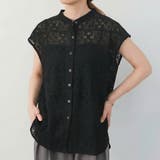 ブラック | レースフレンチスリーブシャツ レディース 春 夏 | aquagarage