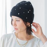ブラック | ビジューニット帽 レディース 春 秋 冬 | aquagarage