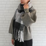 チェック:ブラック | シンプル大判マフラー 秋 冬 | aquagarage