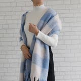 チェック:ブルー | シンプル大判マフラー 秋 冬 | aquagarage