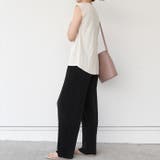 クロ | 光沢感がカジュアルコーデを格上げ！セルフカットリブワイドパンツ | aquagarage
